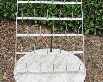 A Nice Old French Wall Mounted Metal 25 Peg Champagne / Wine Bottle Drying Rack / Herison / Egoutoir