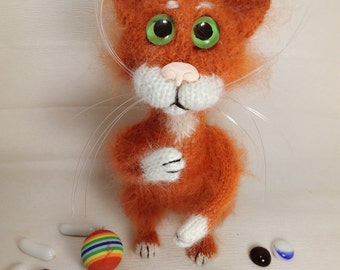 Cat Red cat Stuffed animal Gift for her Art Plush cat Gift Kitten Miniature cat Figurine cat Gift for mom Best friend Gift Toy cat