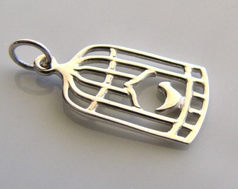 Sterling Silver Bird Cage Charm