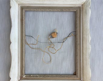 Large Off White and Beige Vintage Wood Frame opening 15 1/4" x 19 1/4"
