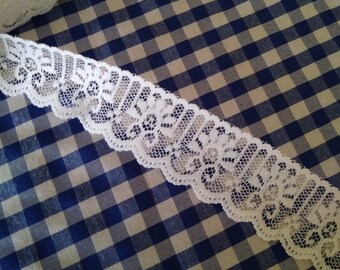 8yds White Floral Lace Trim 1.2" Wide