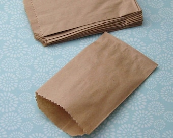 50 3x5 Small Kraft Bags - Wedding Candy Buffet Bag, Printable, Recycled, Recyclable - 3 1/4 x 5 1/4 inch actual size
