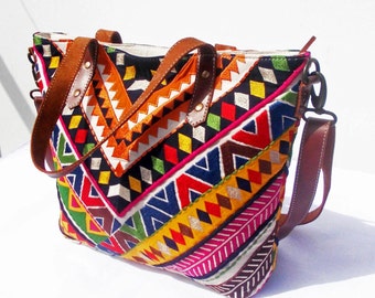 Multicolor tribal tote bag, ethnic,bohemian,12X16 inches