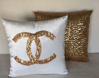 Gold Chanel Pillow Decorative Pillow Handmade