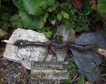 Gefjon Goddess Wand - Runic Wand-Wand-Fairy - Forest Witch- Goddess wand- Wicca-Druid-Pagan-celtic