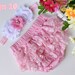 Set of Baby Cotton Bloomers Nappy Diaper Cover Pants Girl Flower Headband Photo Prop Outfit