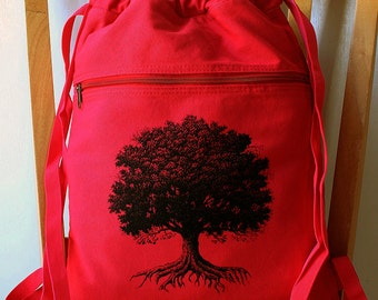 Tree Canvas Backpack School Bag Gym Bag