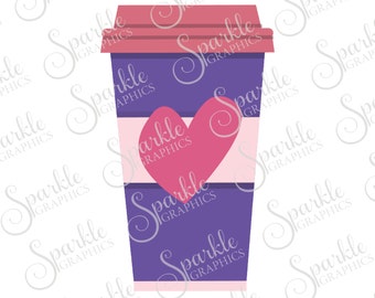 Heart Coffee SVG I Love Coffee Cup Cute Java Latte Coffee Mocha Tea Clipart Svg Dxf Eps Png Silhouette Cricut Cut File Commercial Use