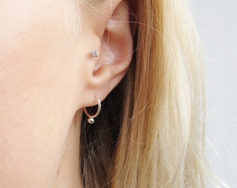 Small Silver Hoop Earrings - Sterling Silver Hoop Earrings - Unusual Hoop Earrings Delicate Earrings - Silver Small Hoops - Creole Earrings