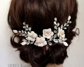 Oro novias tocados, accesorios Wedding del pelo, Rhinestone boda cabello enredadera de flores, Tiaras boda / novia nupcial peines del pelo del rhinestone