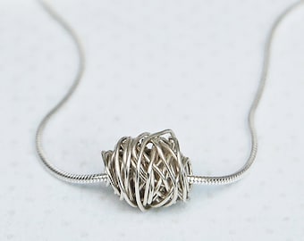 Sterling Silver 'Entwined' Wire Wrapped Necklace