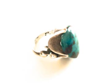 TAXCO TURQUOISE RING, Signed, Sterling Silver
