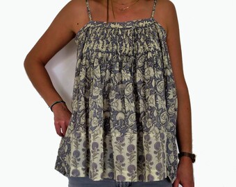 Top Printed Bustier in Cotton, with Straps