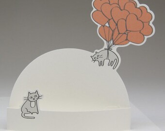 Pop-Up-Karte zum Muttertag Valentinskarte "Ballonkatze" Muttertagskarte Karte für Mama