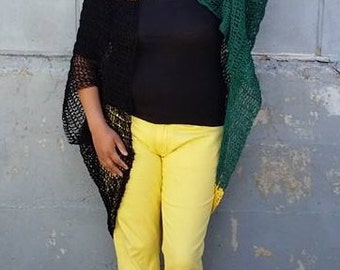 Jamaican Sweater, Caribbean Clothing, Oversized Kimono, Odunde Festival , Oversized Sweater, Large Shrug, Boho Sweater