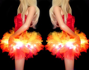 Girl on Fire Halloween Tutu Devil Costume Micro LED Light up Tutu