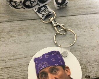 Prison Mike Michael Scott Keychain with Dwight Schrute Lanyard | The Office TV Show Lanyard | Michael Scott Gift | The Office TV Show Gift