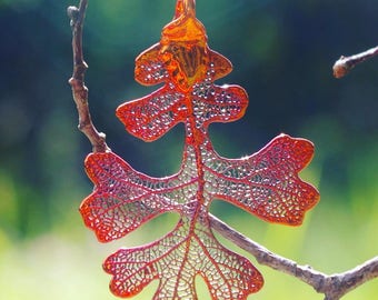 Copper Oak Genuine leaf Pendant