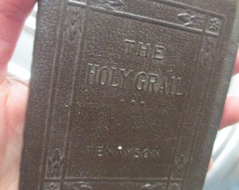 THE HOLY GRAIL by Alfred Lord Tennyson Miniature Book Little Leather Library 1920s Antique Vintage Brown