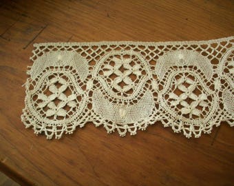 Antique hand done lace 1800s 2 7/8" wide x 85" long