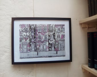 Framed drawing "False Sequence" series 30x40cm, Poster, ready to hang