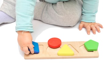 Baby wooden toy Learning toy Montessori toddler gift Montessori kid toy Wooden shape sorter Geometry Puzzle Shape Sorting 1 year old gift