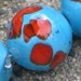 Handmade Glass Lampwork Beads, "coral on turquoise", 11mm round focal filler functional art