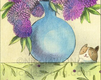 Original ACEO Drawing and Painting -- Bouquet