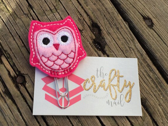 Valentine Pink Owl Clip/Planner Clip/Bookmark. Valentine's planner clips