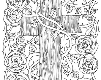 5 Digital Pages Of Crosses To Color Instant Download Digi Stamps Coloring Book Christian Church Bible Adult