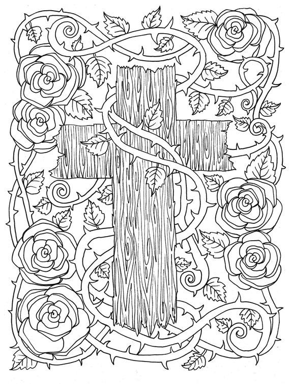 Download 5 Digital Pages of Crosses to Color. Instant Download Digi