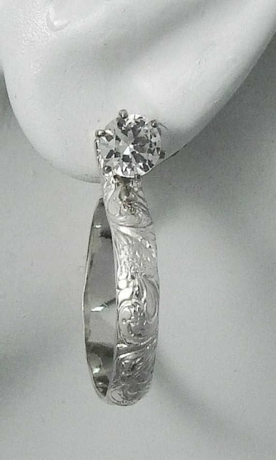 EARRING JACKETS Silver Gemstone jacket Floral Hoop Diamond