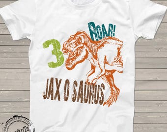 Dinosaur birthday shirt for kids personalized t-rex tshirt 3rd bday 1st, 2nd, 4th, 5th, 6th any birthday dino theme party shirts boys girls