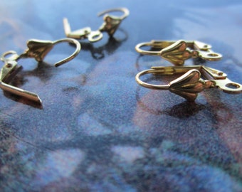 Brass Leverback Earwires With Shell Design 6 Prs.