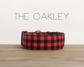 Red & Black Lumberjack Mini Buffalo Plaid Dog Collar "The Oakley"