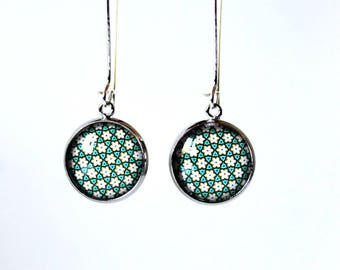 Cabochon 14 mm geometric Retro earrings
