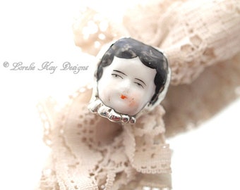 Frozen Charlotte Doll Face Ring China Doll Head Frozen Charlotte Ring Fine Silver Plated Lorelie Kay Designs Doll Jewelry