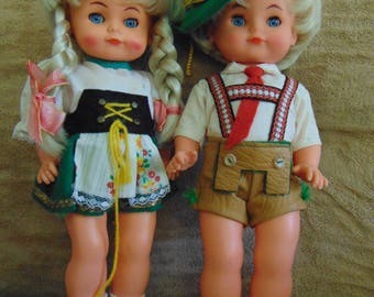 Vintage 1950s Dutch Dolls Boy and Girl Vintage 50s Souvenirs