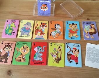 Vintage Whitman Animal Rummy hard case card game
