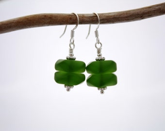 Green Sea Glass Earrings, Seaglass Earrings Beach Glass Earrings Seaglass Jewelry Green Earrings Sea Glass Jewelry, Beach Jewelry, Ocean 090