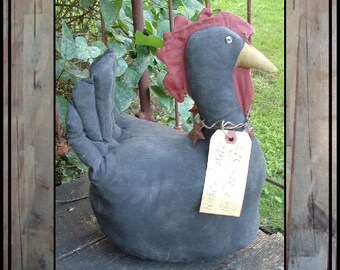 Instant download pdf digital pattern Primitive folk art chicken doorstop black primitive folk art HAFAIR OFG faap 200