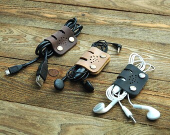 Monogramed Gift Set, Cable Organizer, Personalized Set of BIG Cable Bands, Earbuds organizers set, Best gift for Him, Frends gift (037)