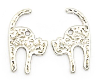 Silver metal cat charm