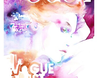 Vogue Cover Art Print, Vogue Print, Watercolor Fashion Illustration Print , Vogue Korea Cover Art, Fashion Wall Art, Fashion Wall Art