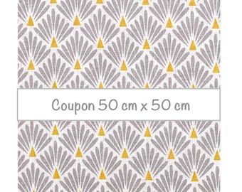 Coupon fat quarter 50 cm x 50 cm, fabric scales grey, fabric art deco