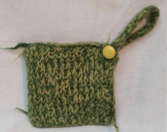 Green and yellow wool wristlet