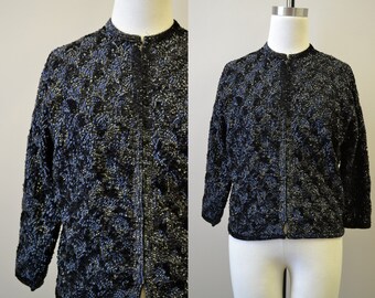 1950s Black Sequin Cardigan Sweater