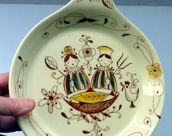 Quirky Norwegian / Scandinavian Stavangerflint Dishes. “Flamingo” - Chef Pattern Design by Inger Waage
