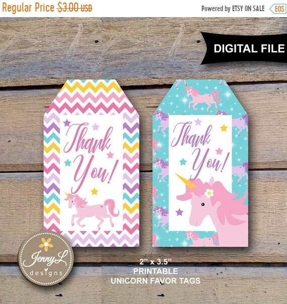 50% OFF Unicorn Printable Favor Tags for Unicorn birthday