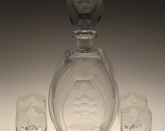 Czech Bohemian Art Deco Moser Glass Liqueur Set